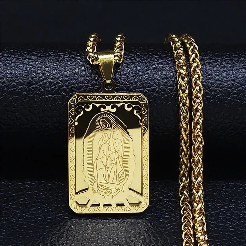 Guadalupe Pendant Necklace Gold Men's Necklace Soulful Faith Christian Apparel & Jewelry