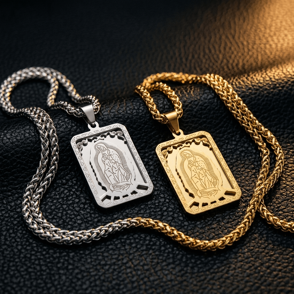 Guadalupe Pendant Necklace Gold Men's Necklace Soulful Faith Christian Apparel & Jewelry