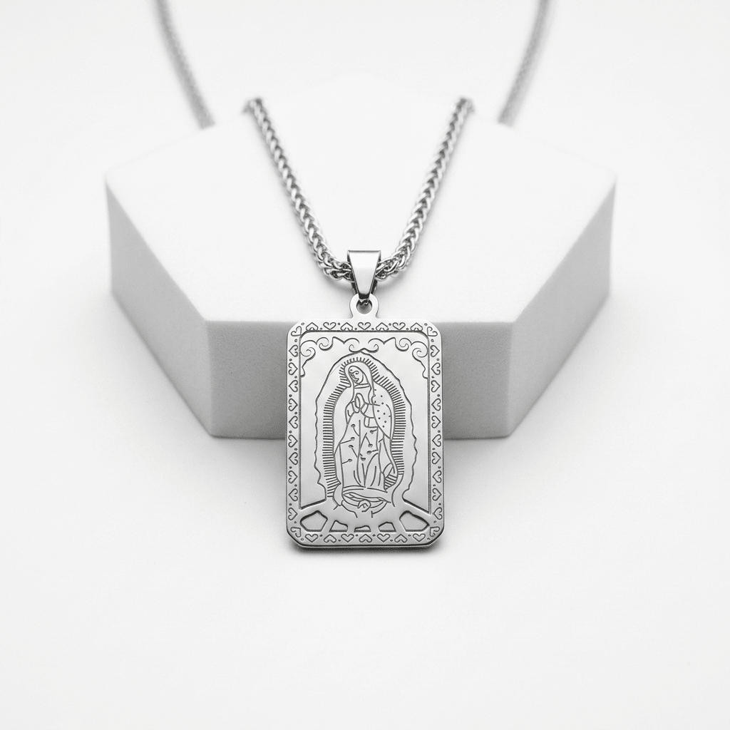 Guadalupe Pendant Necklace Silver Men's Necklace Soulful Faith Christian Apparel & Jewelry