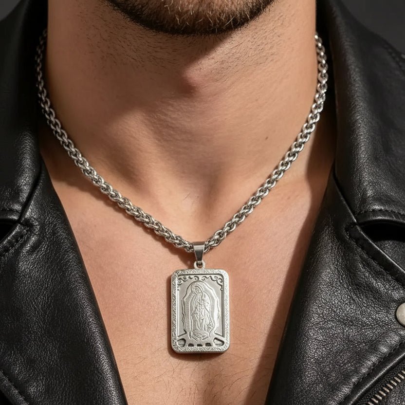 Guadalupe Pendant Necklace Silver Men's Necklace Soulful Faith Christian Apparel & Jewelry