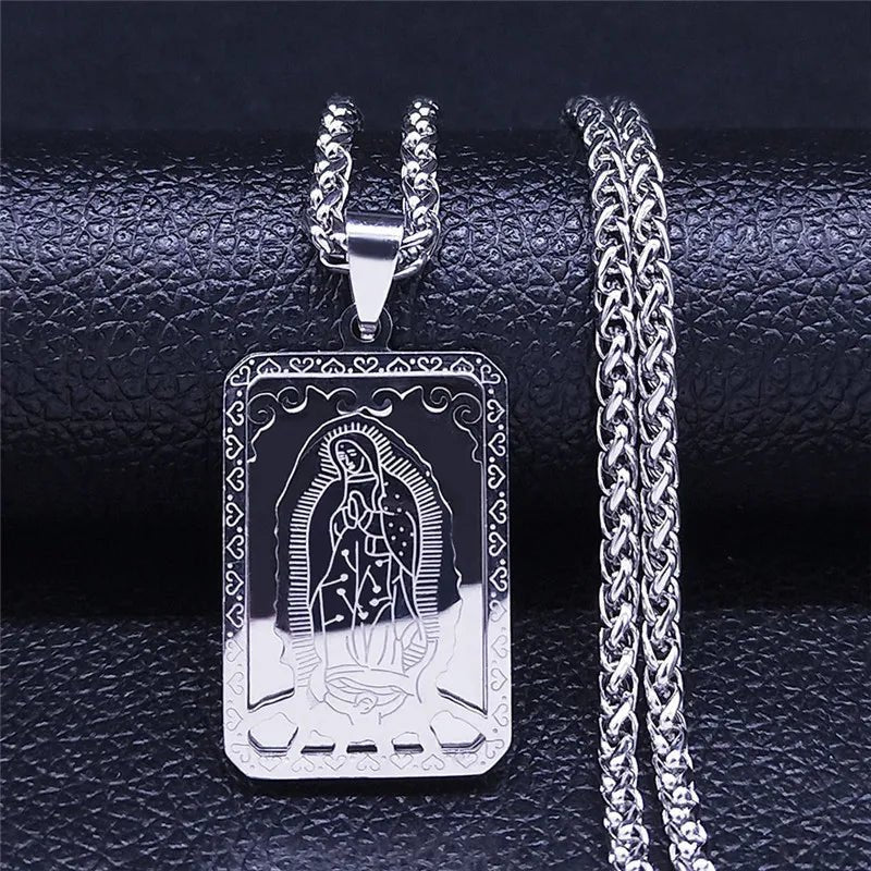 Guadalupe Pendant Necklace Silver Men's Necklace Soulful Faith Christian Apparel & Jewelry