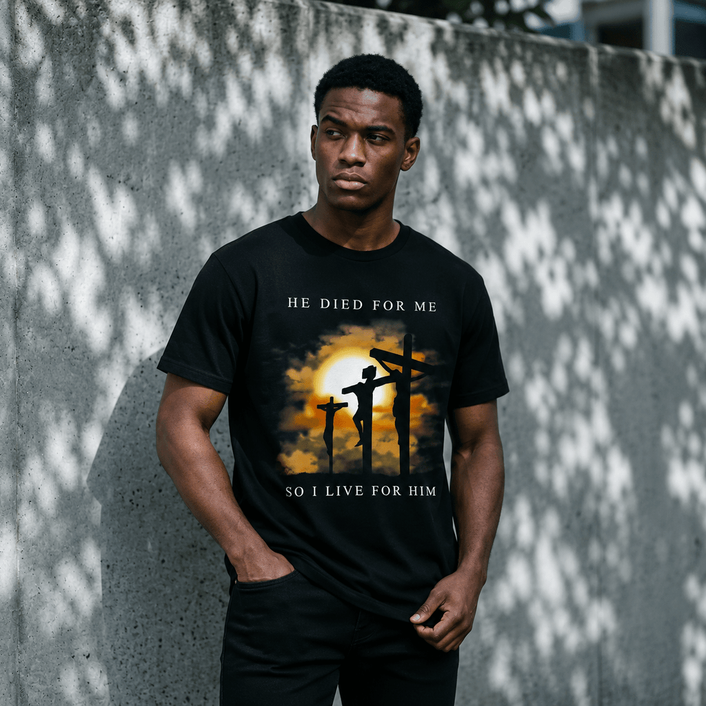 He Died for Me Tee S Men's T-Shirt Soulful Faith Christian Apparel & Jewelry