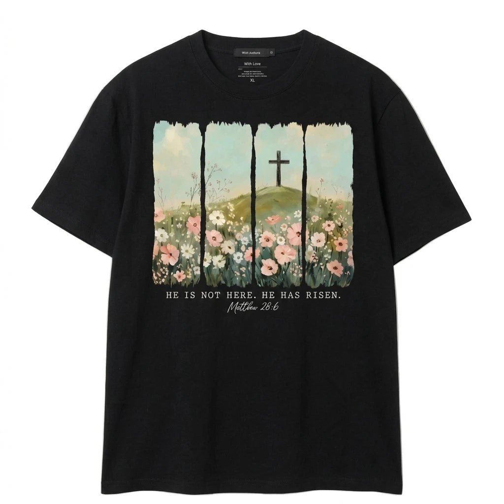He Has Risen Tee S Men's T-Shirt Soulful Faith Christian Apparel & Jewelry