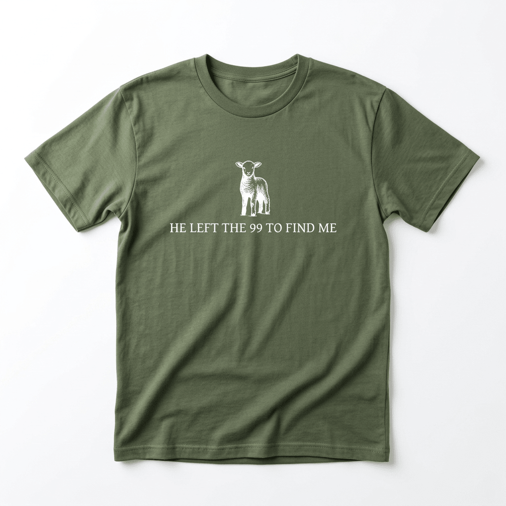 He Left the 99 Graphic Tee Green Women's T-Shirt Soulful Faith Christian Apparel & Jewelry
