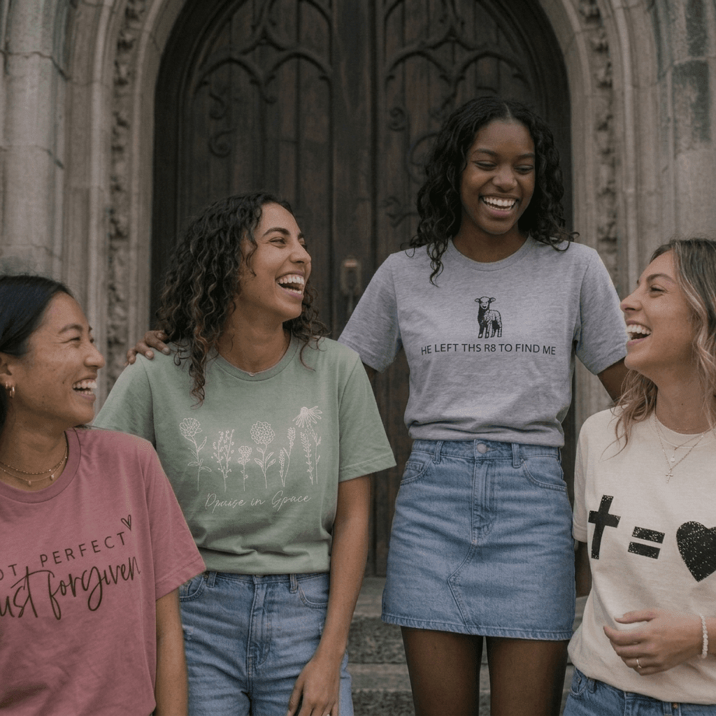 He Left the 99 Graphic Tee Green Women's T-Shirt Soulful Faith Christian Apparel & Jewelry