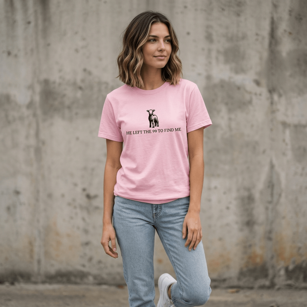 He Left the 99 Graphic Tee Khaki Women's T-Shirt Soulful Faith Christian Apparel & Jewelry