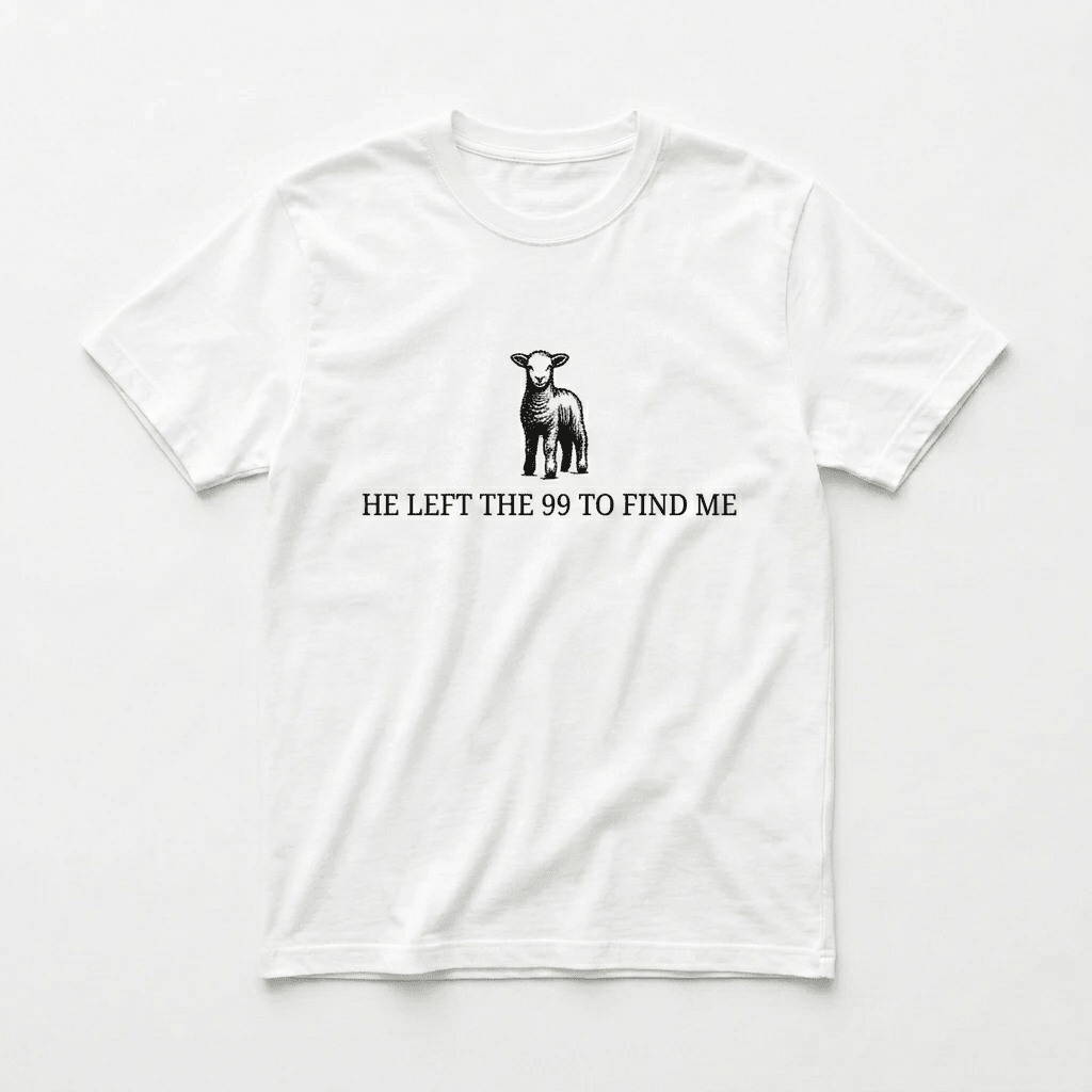 He Left the 99 Graphic Tee White Women's T-Shirt Soulful Faith Christian Apparel & Jewelry