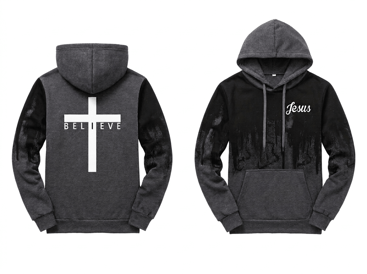 I Believe Jesus Hoodie Gray Men's Hoodie Soulful Faith Christian Apparel & Jewelry