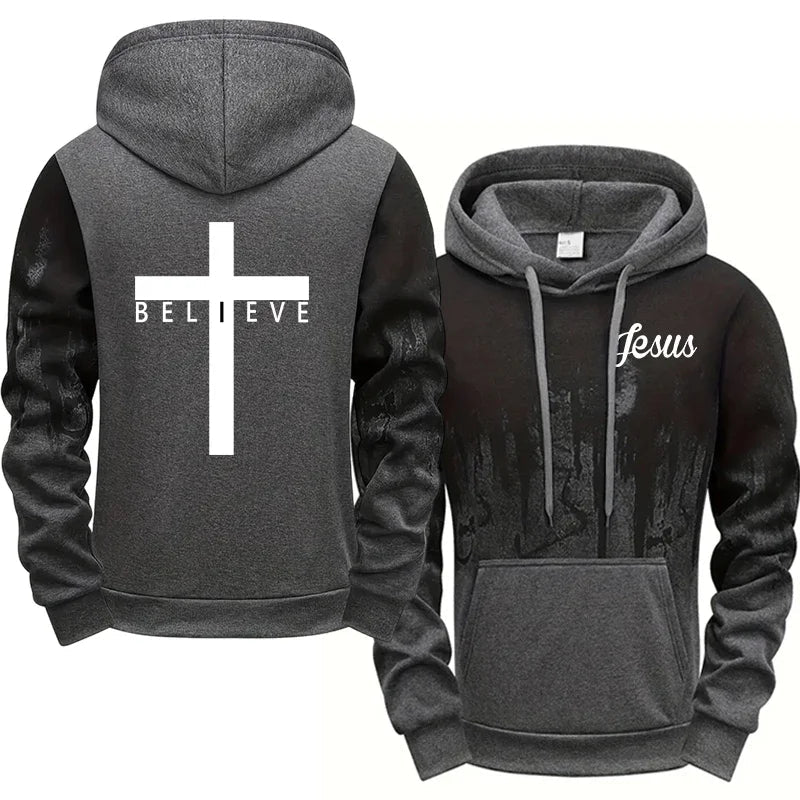 I Believe Jesus Hoodie Gray Men's Hoodie Soulful Faith Christian Apparel & Jewelry