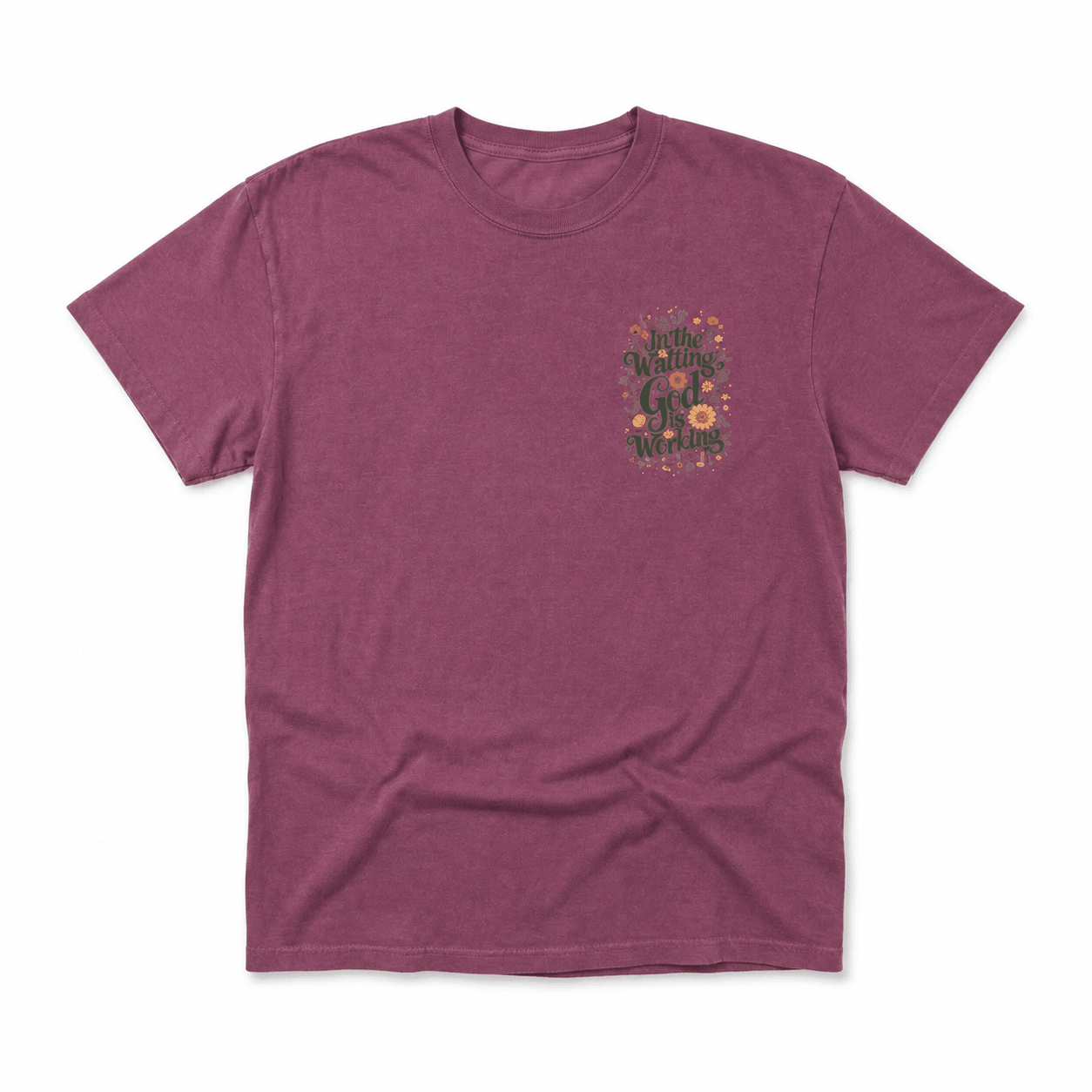 In the Waiting Tee Berry Women's T-Shirt Soulful Faith Christian Apparel & Jewelry
