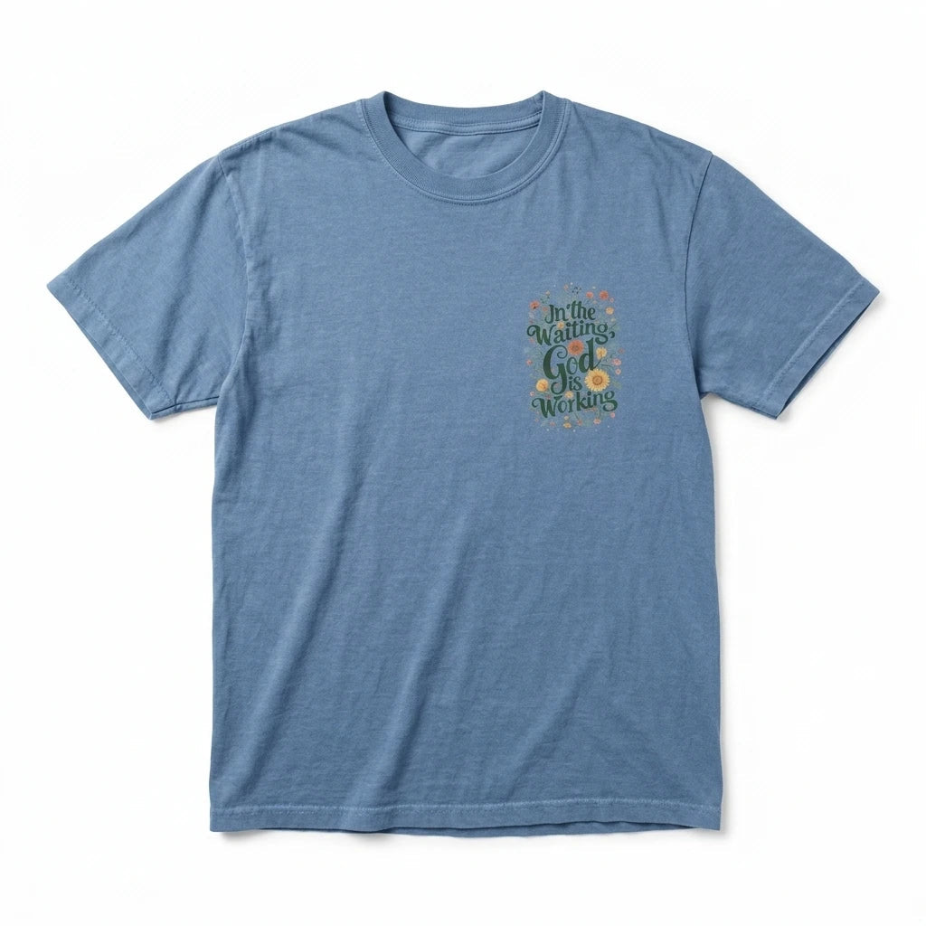 In the Waiting Tee Blue Jean Women's T-Shirt Soulful Faith Christian Apparel & Jewelry