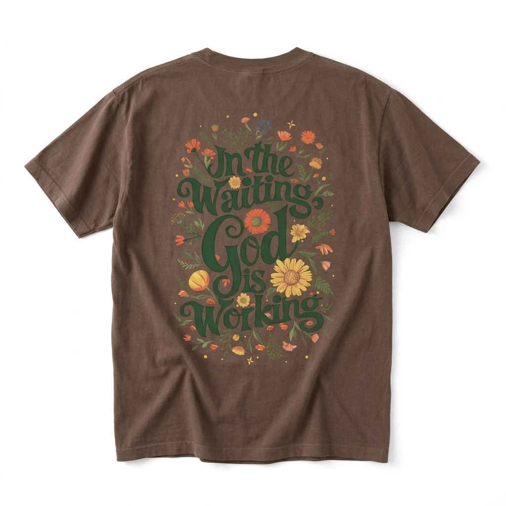 In the Waiting Tee Espresso Women's T-Shirt Soulful Faith Christian Apparel & Jewelry