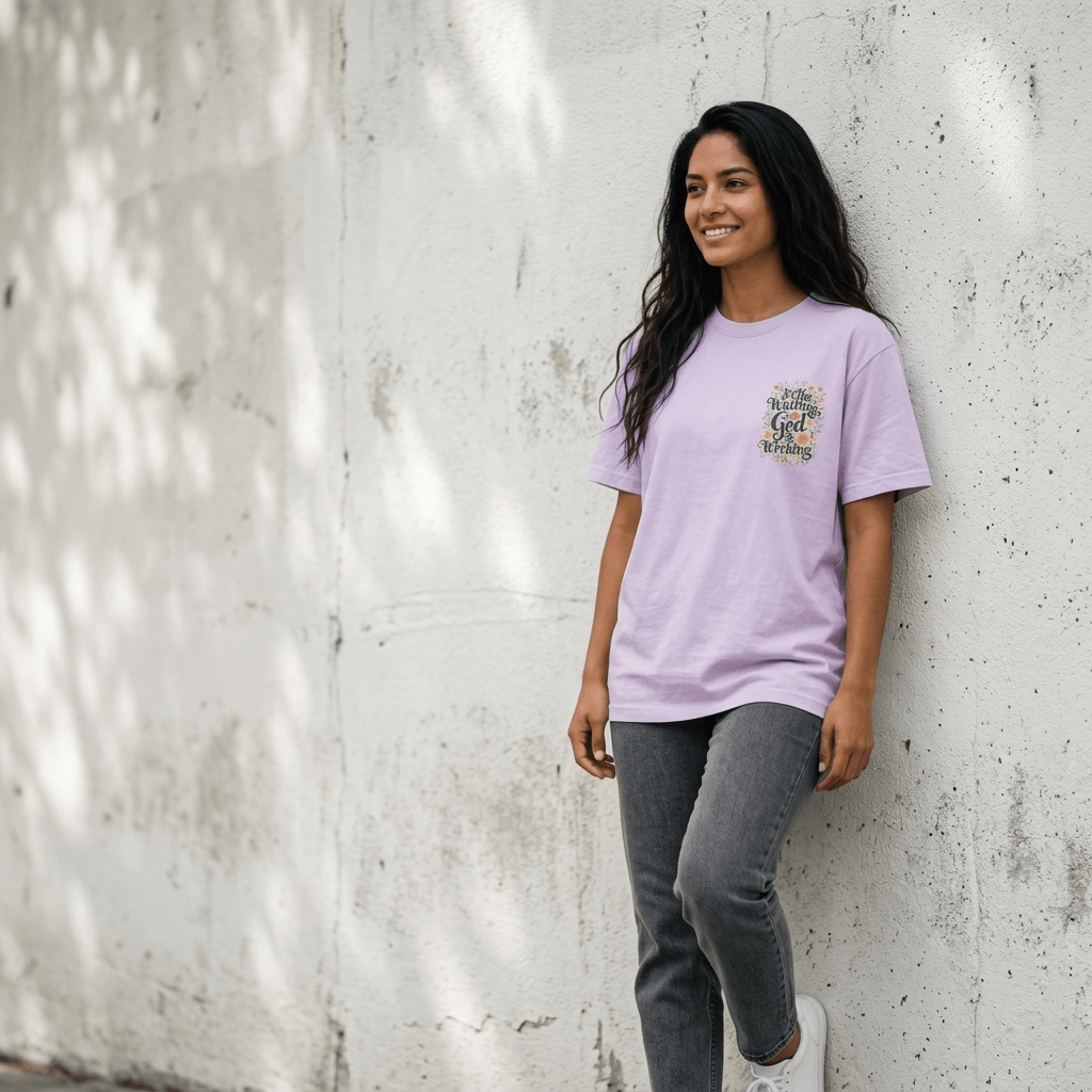 In the Waiting Tee Orchid Women's T-Shirt Soulful Faith Christian Apparel & Jewelry