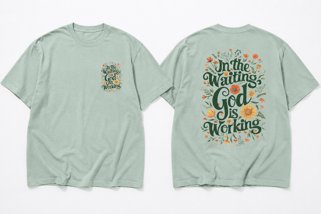 In the Waiting Tee Orchid Women's T-Shirt Soulful Faith Christian Apparel & Jewelry