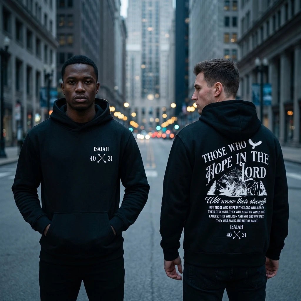 Isaiah 40:31 Hoodie Black Men's Hoodie Soulful Faith Christian Apparel & Jewelry
