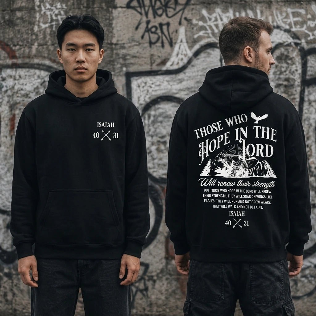 Isaiah 40:31 Hoodie Black Men's Hoodie Soulful Faith Christian Apparel & Jewelry