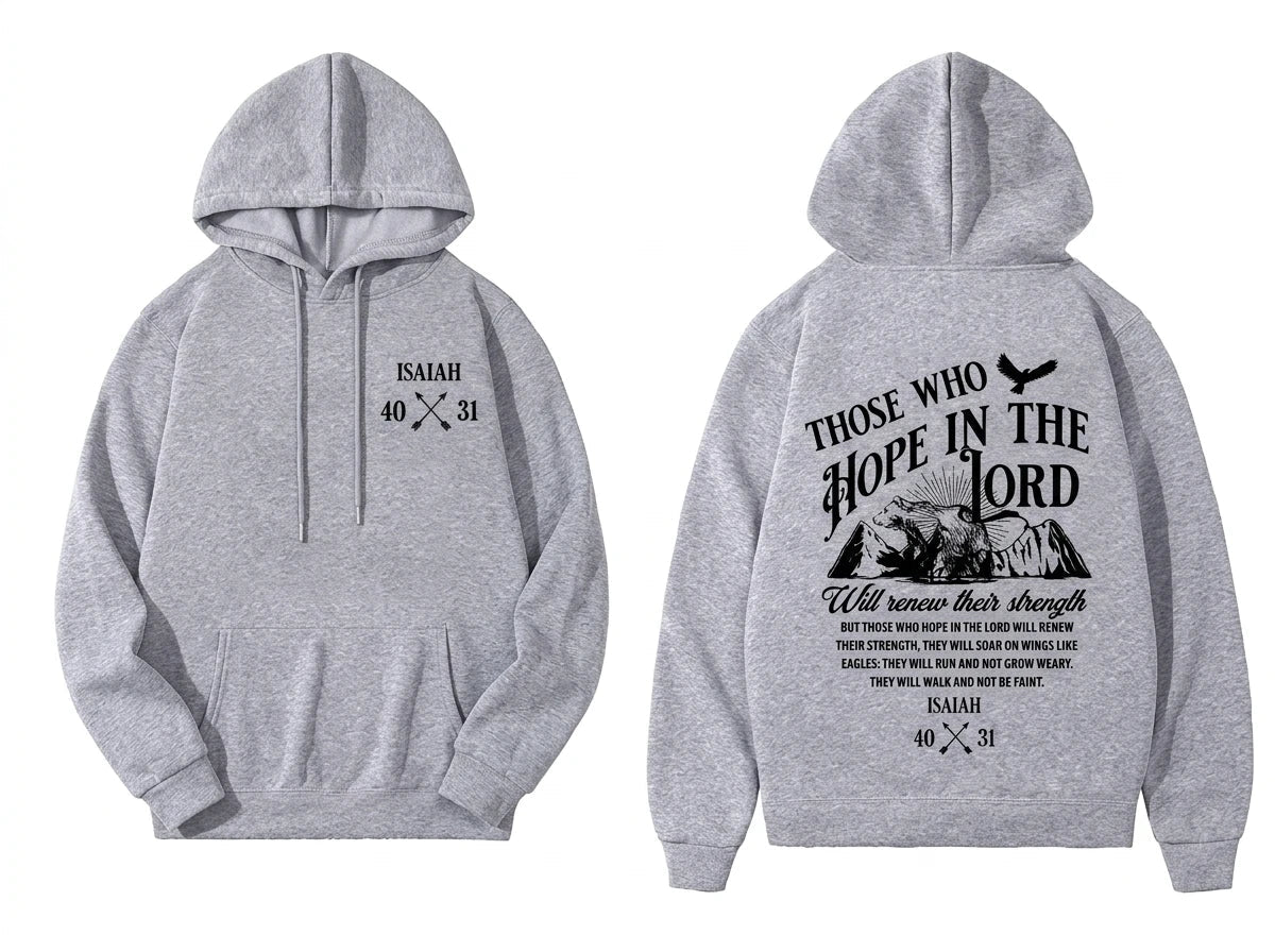 Isaiah 40:31 Hoodie Gray Men's Hoodie Soulful Faith Christian Apparel & Jewelry