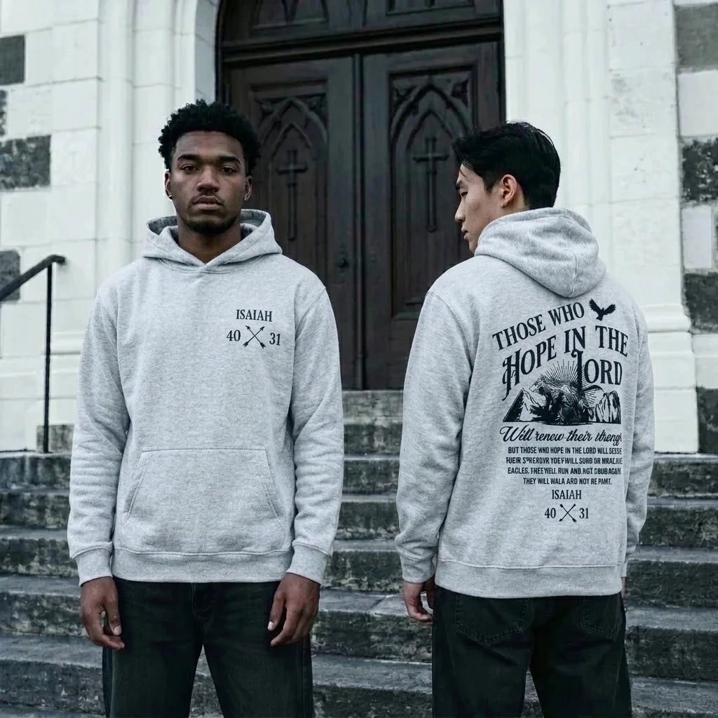 Isaiah 40:31 Hoodie Gray Men's Hoodie Soulful Faith Christian Apparel & Jewelry