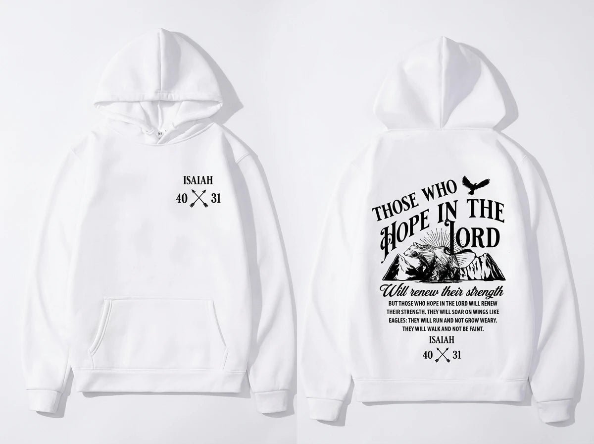 Isaiah 40:31 Hoodie White Men's Hoodie Soulful Faith Christian Apparel & Jewelry