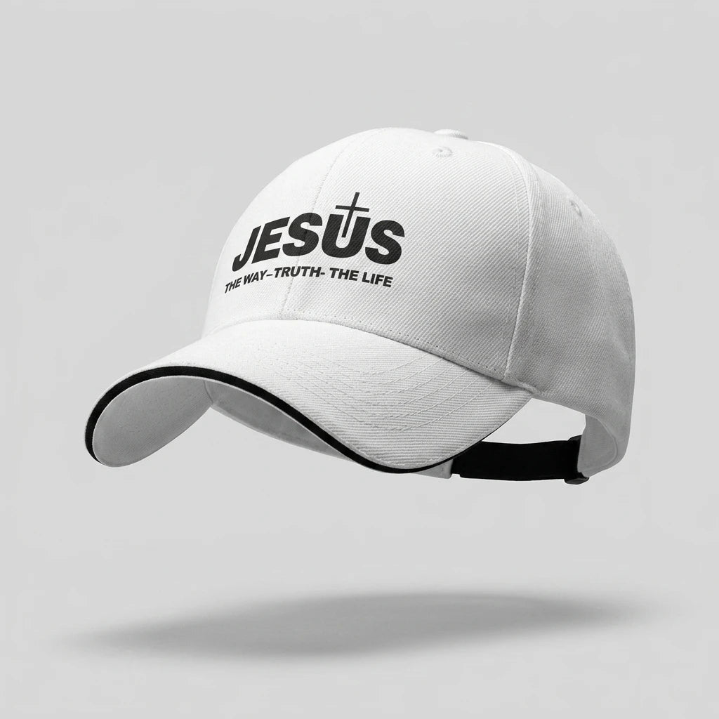 Jesus Cross Dad Cap White Baseball Cap Soulful Faith Christian Apparel & Jewelry