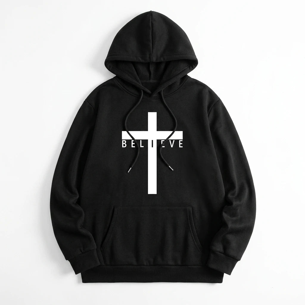 Jesus Cross Hoodie Black Men's Hoodie Soulful Faith Christian Apparel & Jewelry