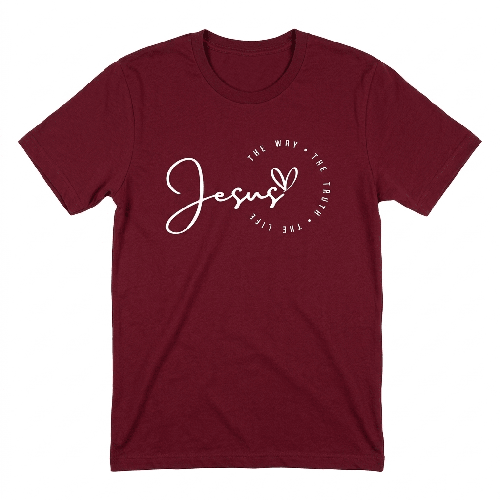 Jesus Heart Tee Burgundy Women's T-Shirt Soulful Faith Christian Apparel & Jewelry