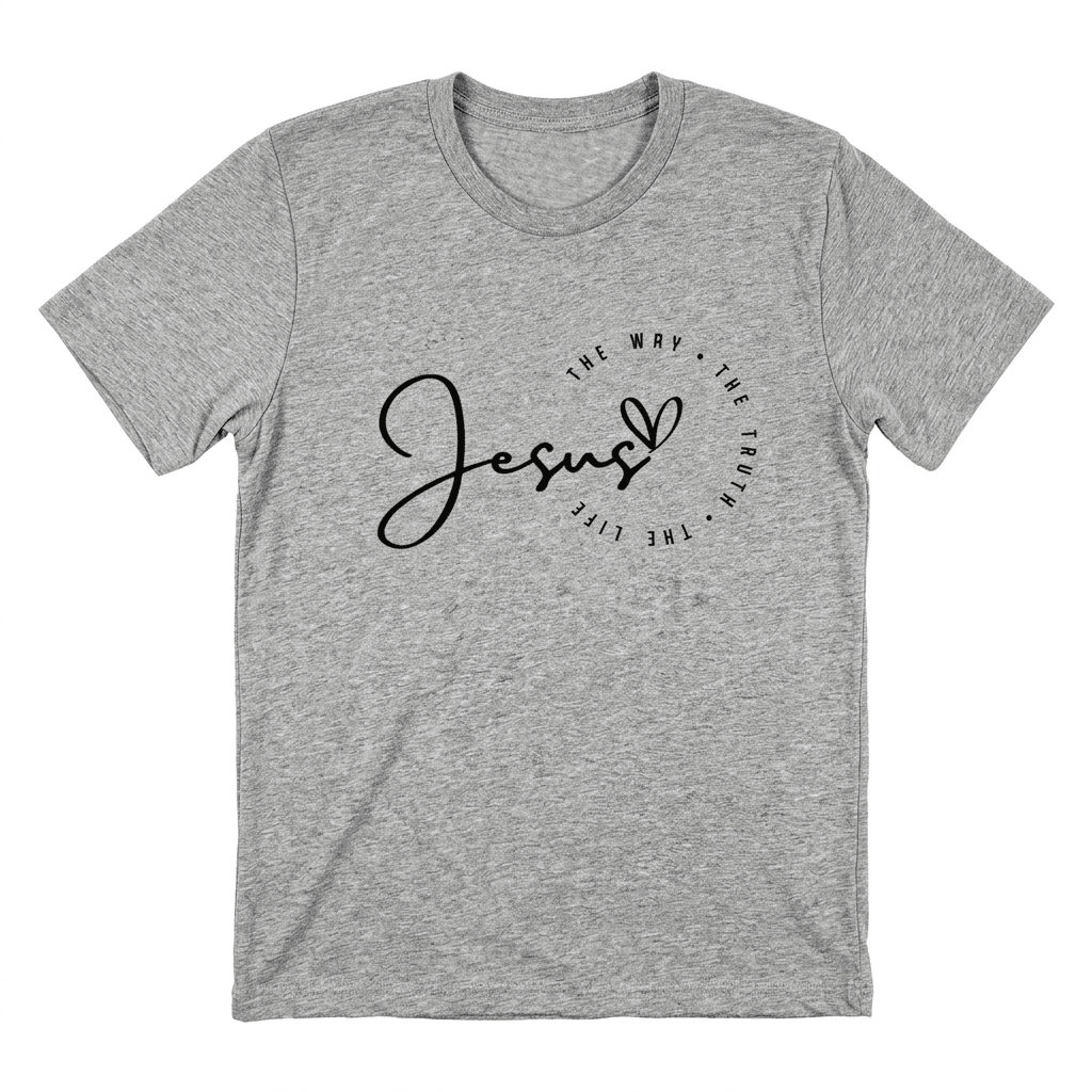 Jesus Heart Tee Gray Women's T-Shirt Soulful Faith Christian Apparel & Jewelry
