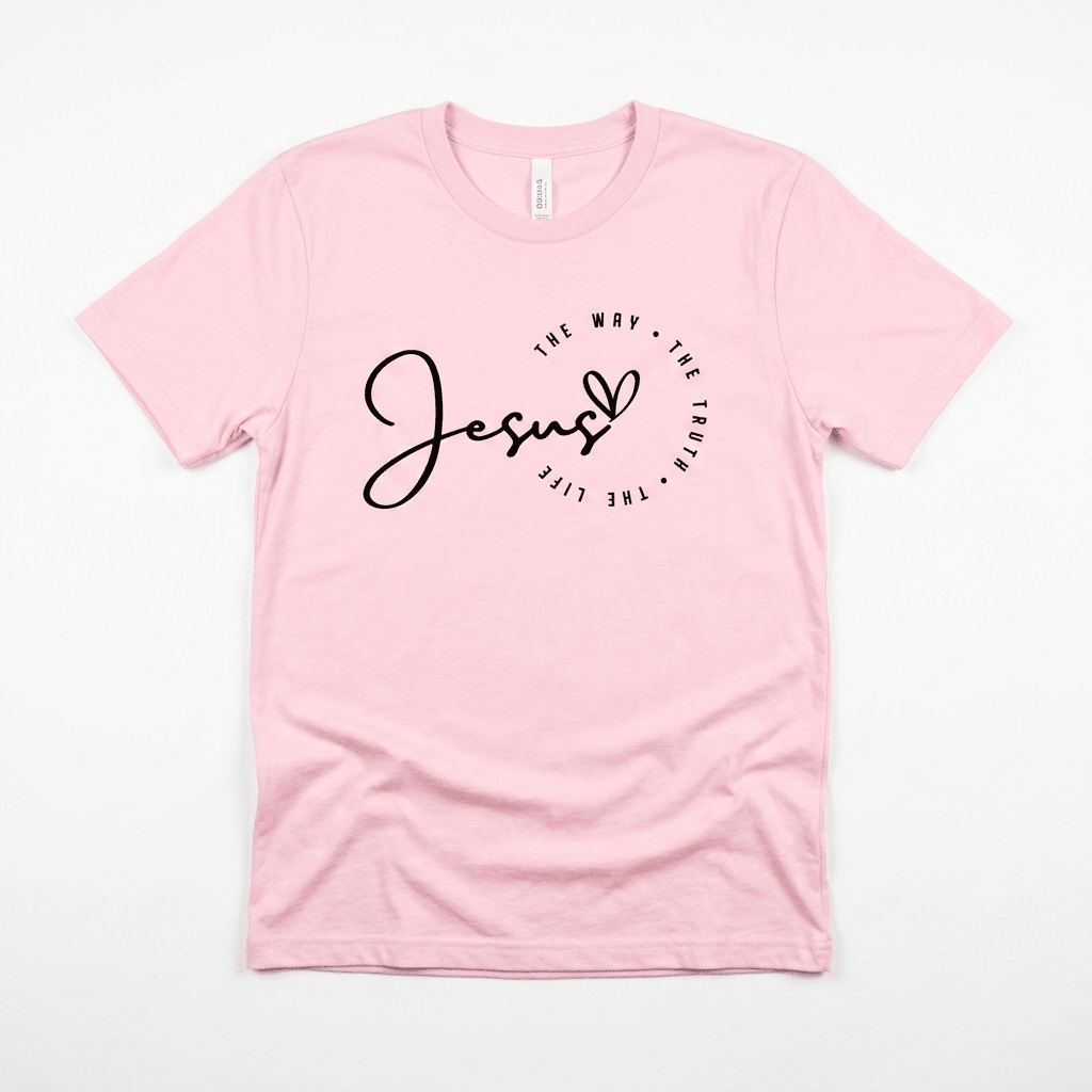 Jesus Heart Tee Pink Women's T-Shirt Soulful Faith Christian Apparel & Jewelry