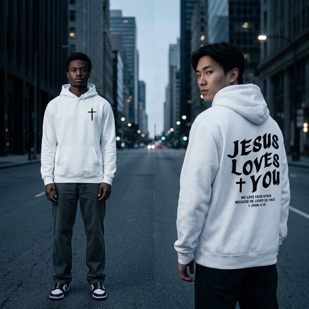 Jesus Loves You Hoodie Black Men's Hoodie Soulful Faith Christian Apparel & Jewelry