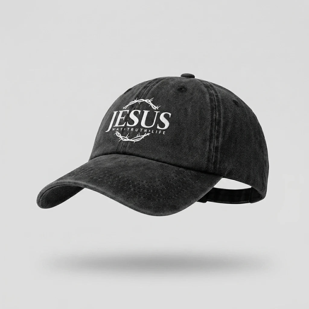 Jesus Print Cap Black Baseball Cap Soulful Faith Christian Apparel & Jewelry