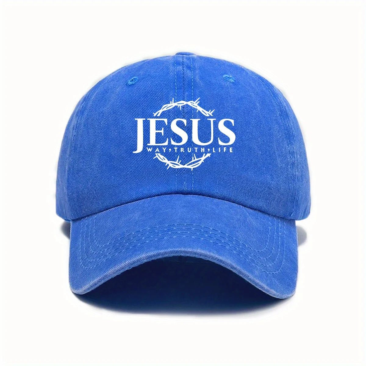Jesus Print Cap Blue Baseball Cap Soulful Faith Christian Apparel & Jewelry