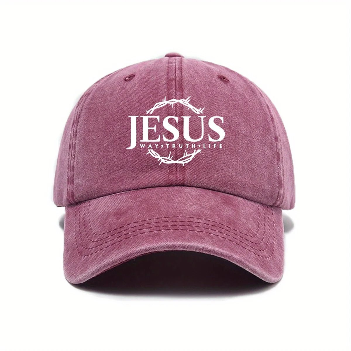 Jesus Print Cap Burgundy Baseball Cap Soulful Faith Christian Apparel & Jewelry