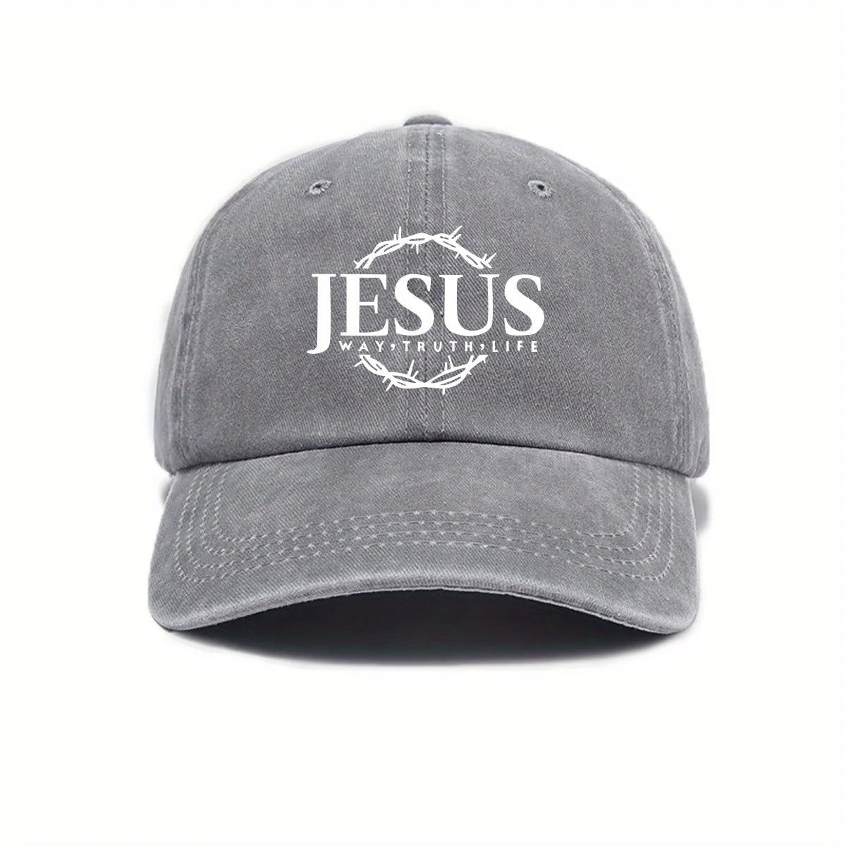 Jesus Print Cap Gray Baseball Cap Soulful Faith Christian Apparel & Jewelry