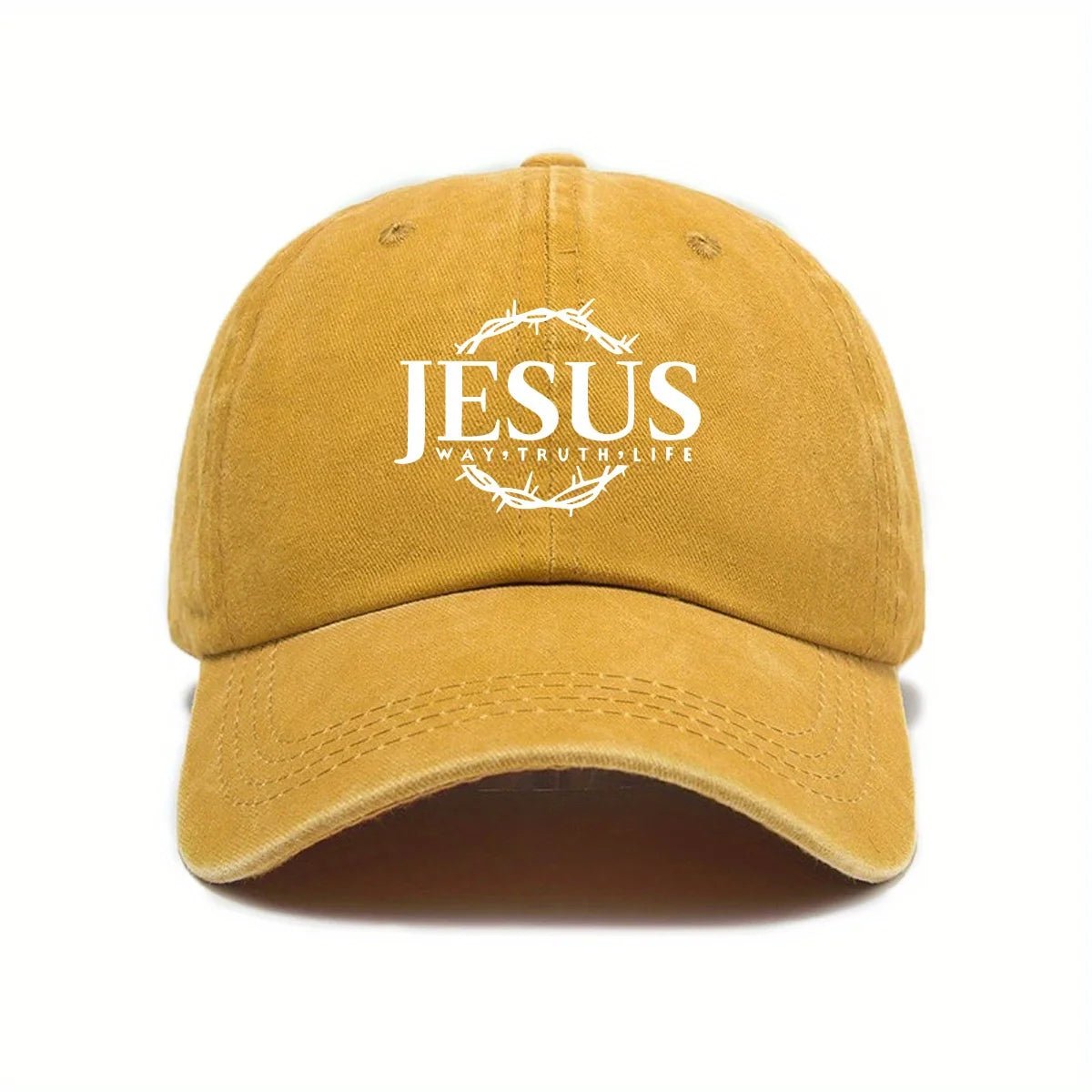 Jesus Print Cap Yellow Baseball Cap Soulful Faith Christian Apparel & Jewelry