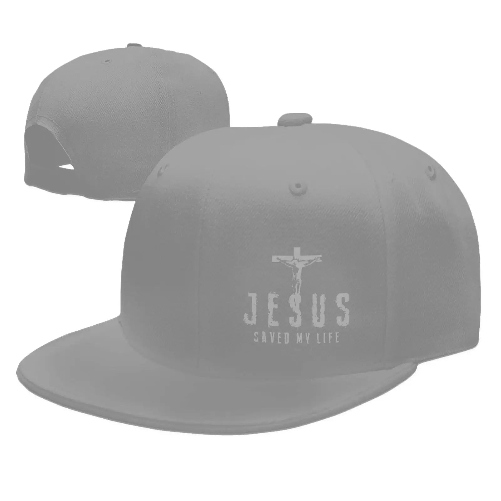 Jesus Saved My Life Flat Bill Cap Gray Baseball Cap Soulful Faith Christian Apparel & Jewelry