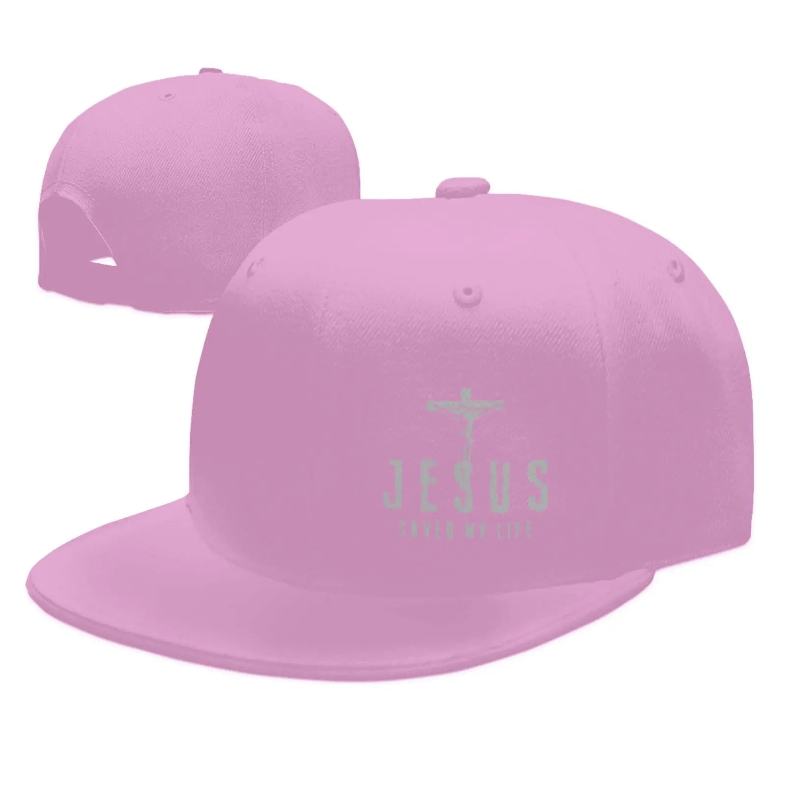 Jesus Saved My Life Flat Bill Cap Pink Baseball Cap Soulful Faith Christian Apparel & Jewelry