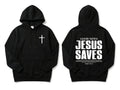 Jesus Saves Hoodie Black Men's Hoodie Soulful Faith Christian Apparel & Jewelry