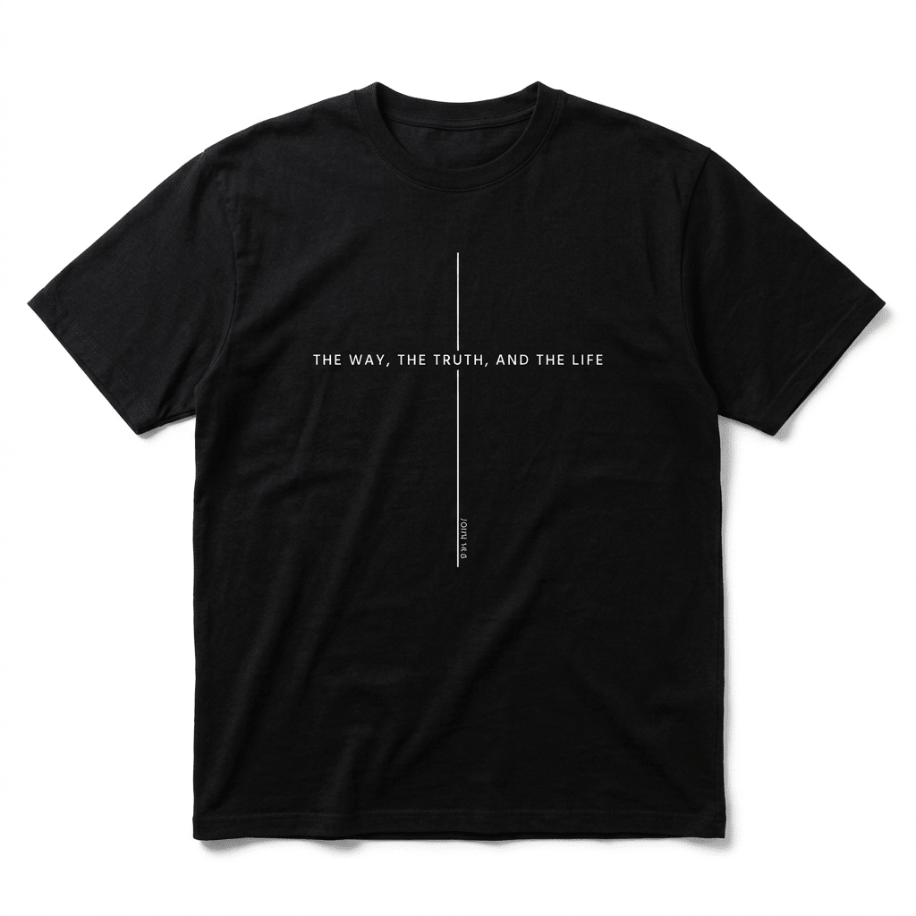 John 14:6 Cross Tee Black Men's T-Shirt Soulful Faith Christian Apparel & Jewelry
