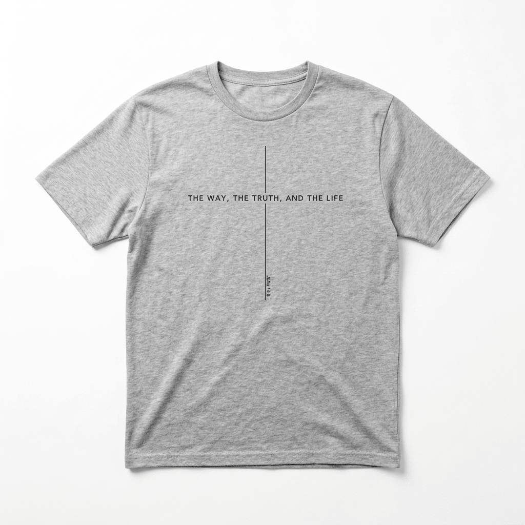 John 14:6 Cross Tee Gray Men's T-Shirt Soulful Faith Christian Apparel & Jewelry