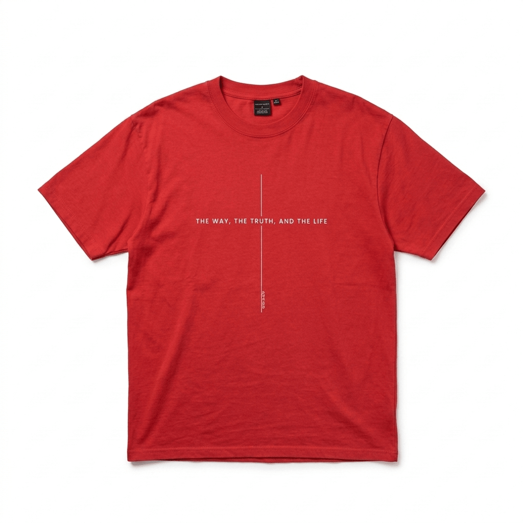 John 14:6 Cross Tee Red Men's T-Shirt Soulful Faith Christian Apparel & Jewelry