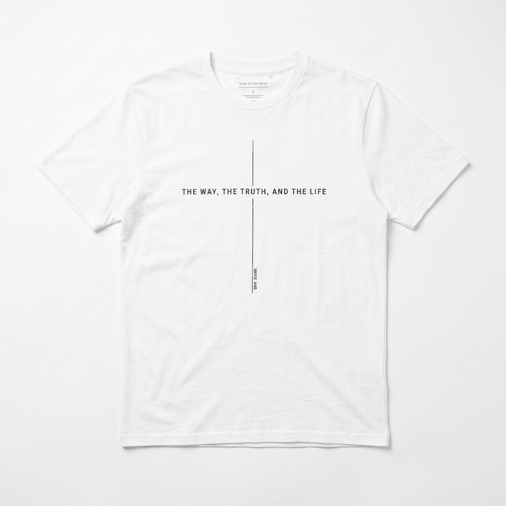 John 14:6 Cross Tee White Men's T-Shirt Soulful Faith Christian Apparel & Jewelry