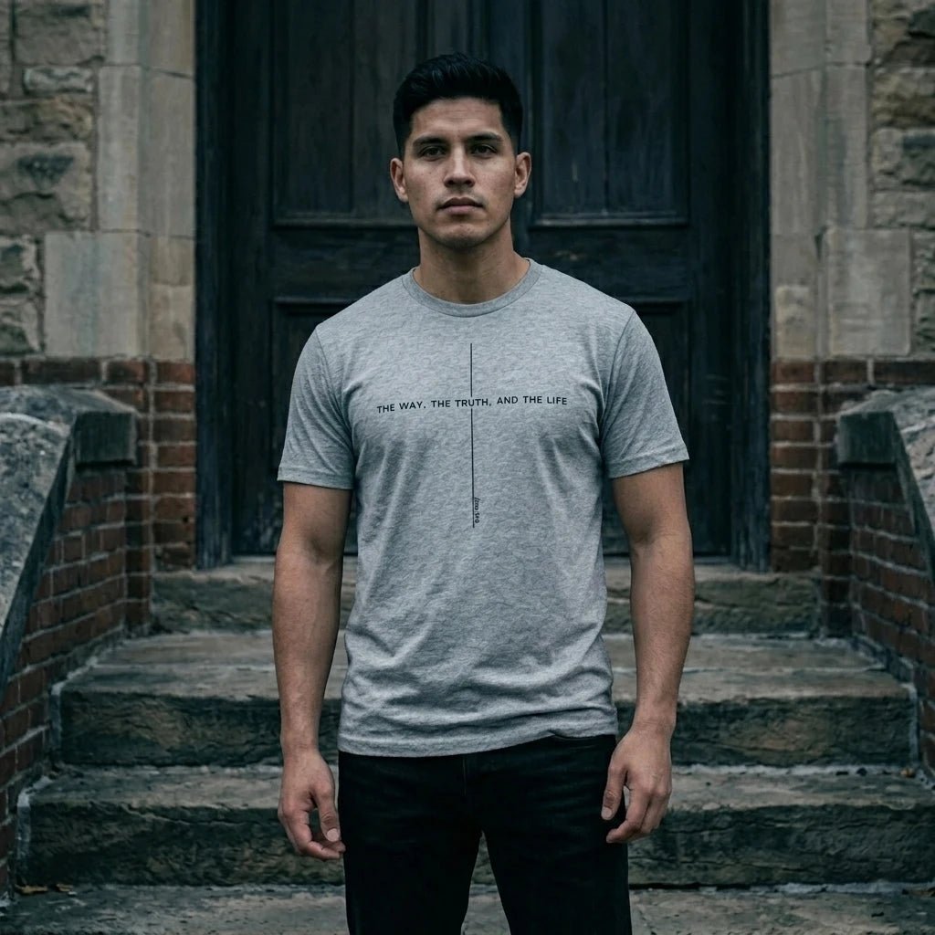 John 14:6 Cross Tee Yellow Men's T-Shirt Soulful Faith Christian Apparel & Jewelry