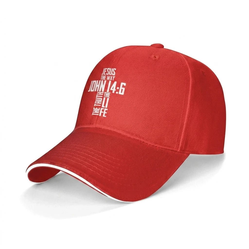 John 14:6 Faith Cap Red Baseball Cap Soulful Faith Christian Apparel & Jewelry