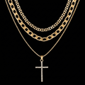3-Piece Layered Cross Necklace Gold Women's Necklace Soulful Faith Christian Apparel & Jewelry