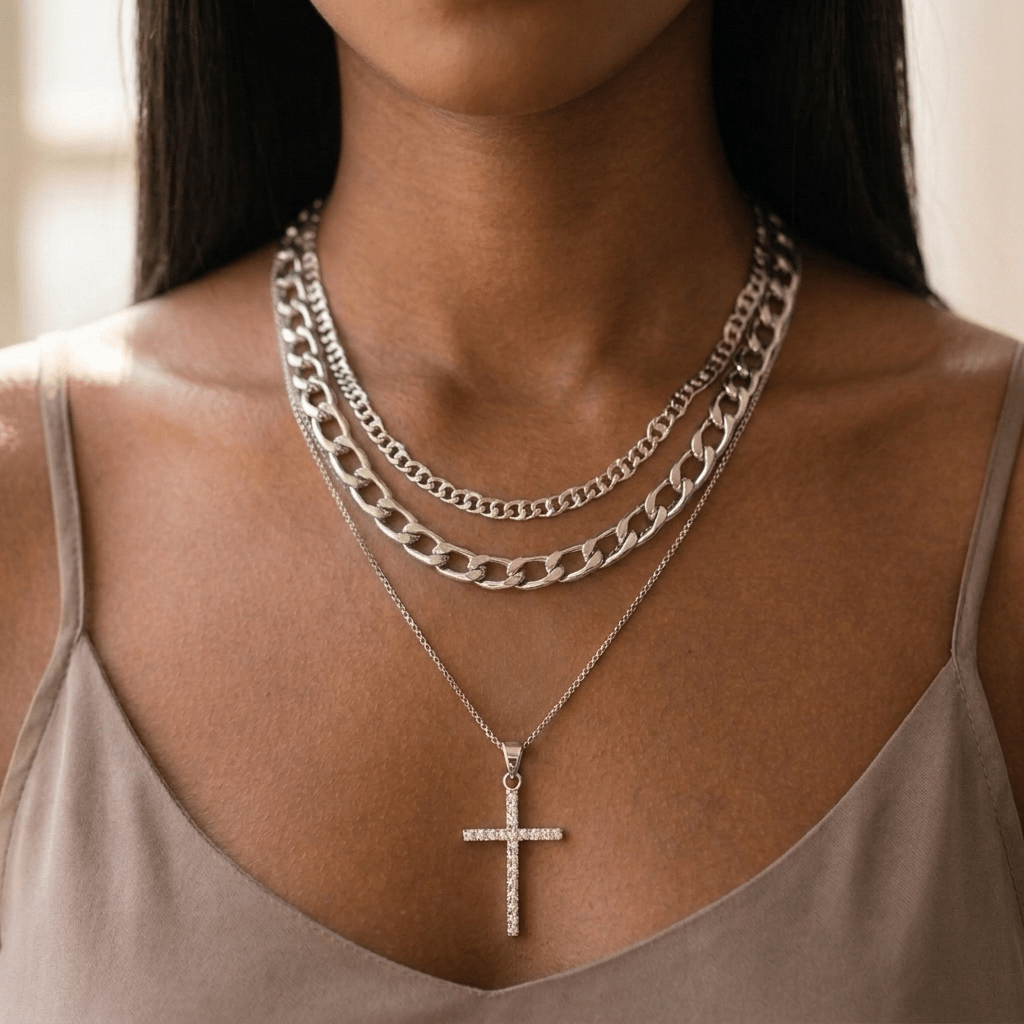 3-Piece Layered Cross Necklace Gold Women's Necklace Soulful Faith Christian Apparel & Jewelry