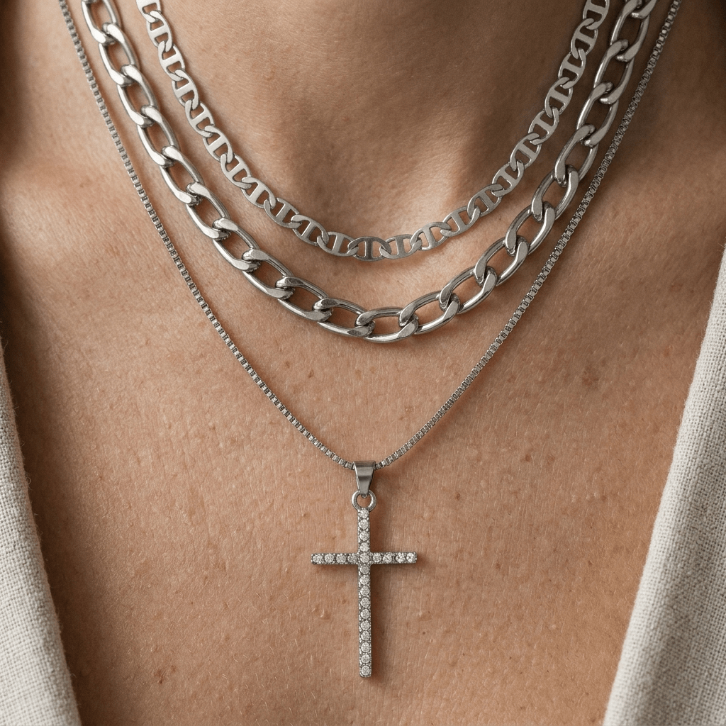 3-Piece Layered Cross Necklace Gold Women's Necklace Soulful Faith Christian Apparel & Jewelry