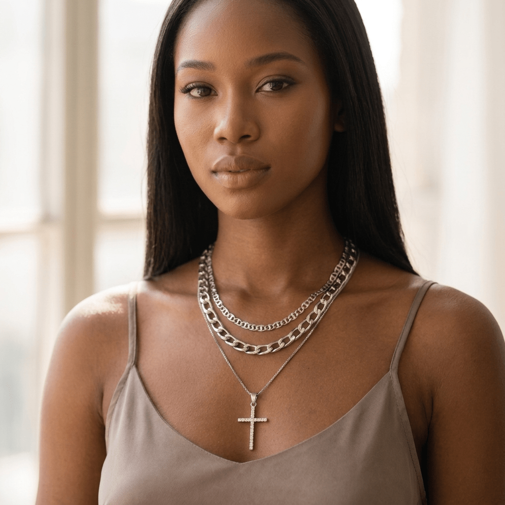 3-Piece Layered Cross Necklace Gold Women's Necklace Soulful Faith Christian Apparel & Jewelry