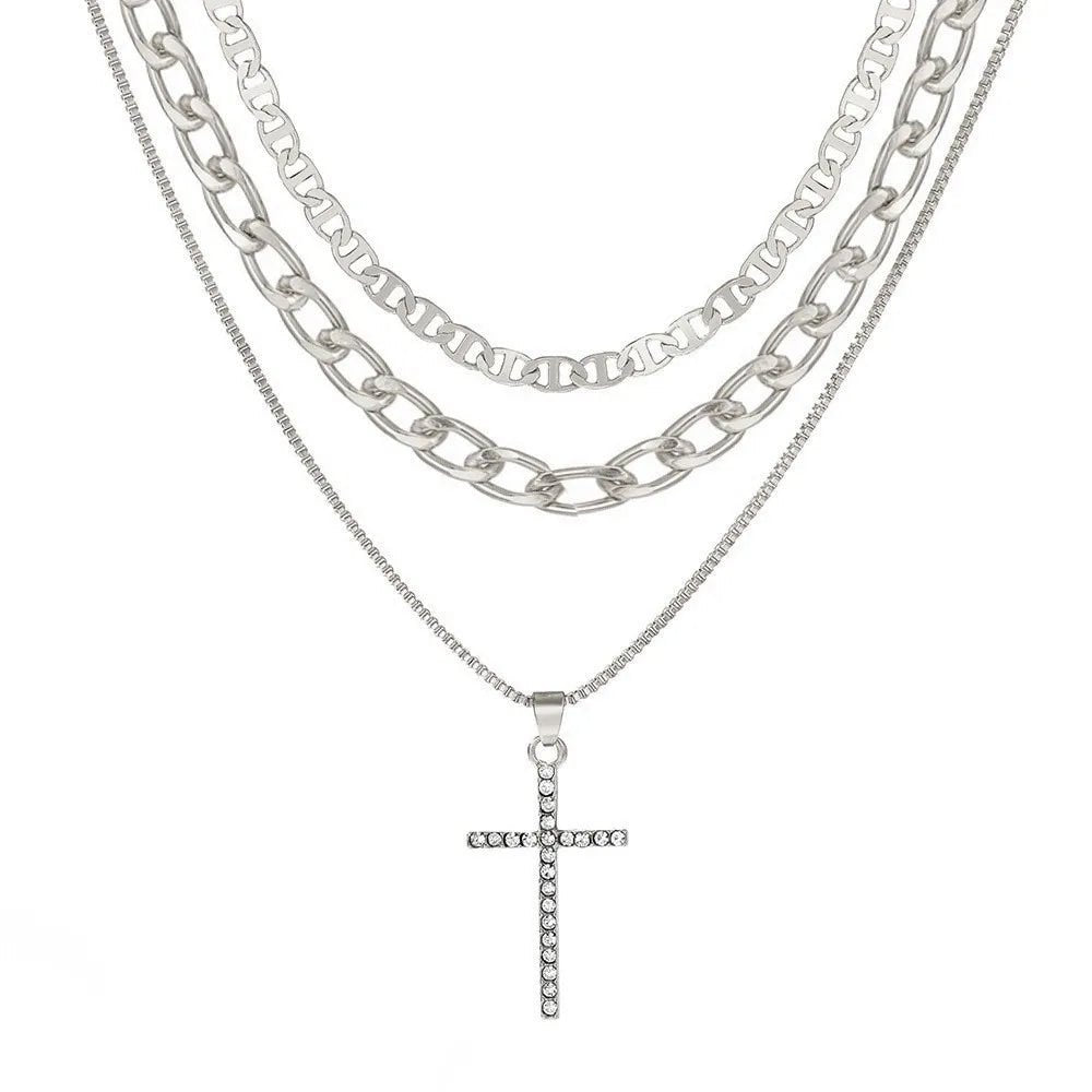 3-Piece Layered Cross Necklace Gold Women's Necklace Soulful Faith Christian Apparel & Jewelry