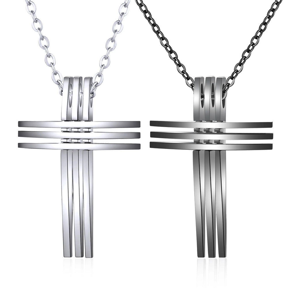 Layered Bar Cross Necklace Black Men's Necklace Soulful Faith Christian Apparel & Jewelry