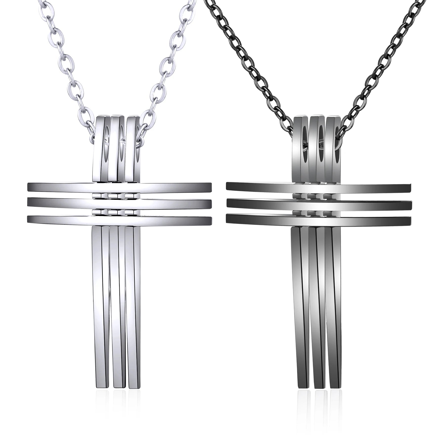 Layered Bar Cross Necklace Black Men's Necklace Soulful Faith Christian Apparel & Jewelry